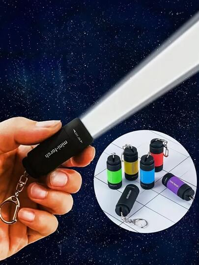 1st Mini USB Uppladdningsbar Bärbar Nyckelring Ficklampa, Camping Lampa, Utomhusutrustning, Ljus LED Nyckelring Ficklampa