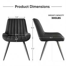 Nalupatio Dining Chairs Set Of 4,Mid Century Modern Kitchen Chairs,Upholstered Fabric Armless Dinning Side Chairs With Back And Metal Legs For Kitchen,Dining Room,Living Room - Black - View 2