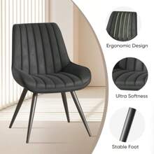 Nalupatio Dining Chairs Set Of 4,Mid Century Modern Kitchen Chairs,Upholstered Fabric Armless Dinning Side Chairs With Back And Metal Legs For Kitchen,Dining Room,Living Room - Black - View 3