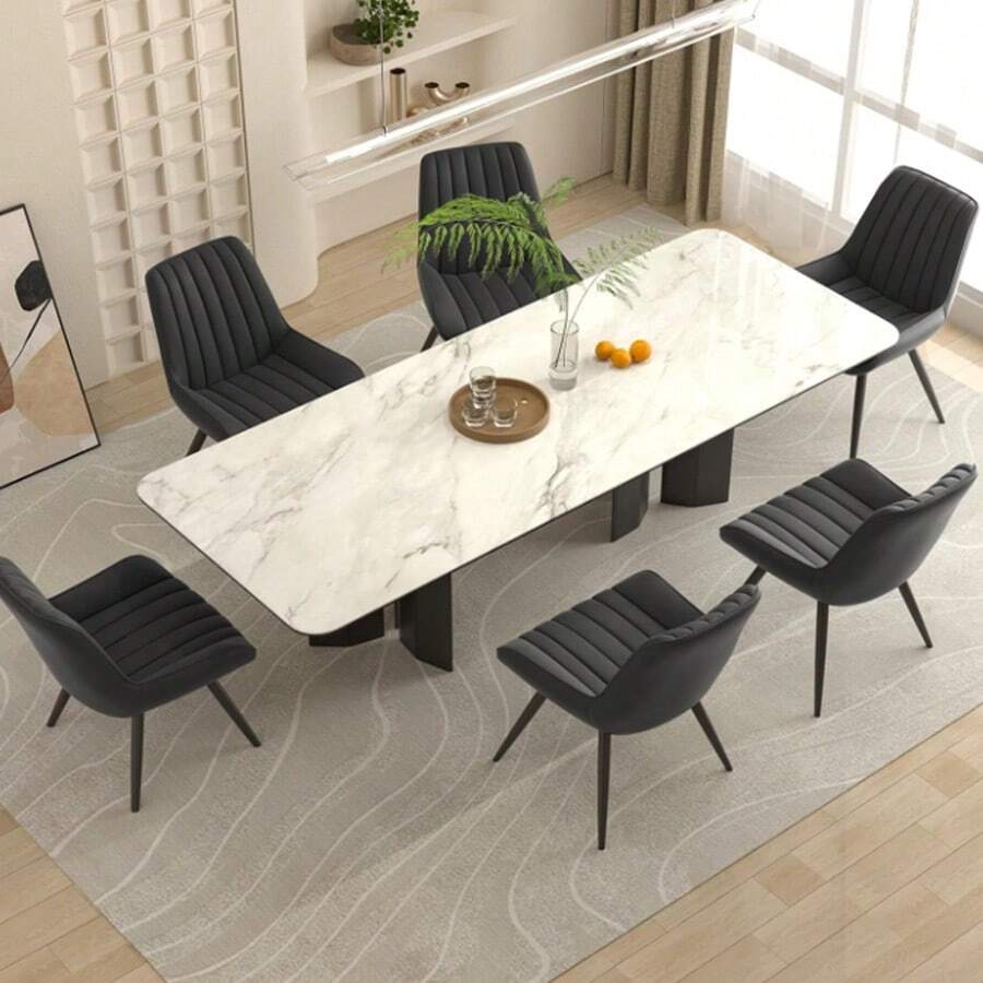 Nalupatio Dining Chairs Set Of 4,Mid Century Modern Kitchen Chairs,Upholstered Fabric Armless Dinning Side Chairs With Back And Metal Legs For Kitchen,Dining Room,Living Room - Black - View 1