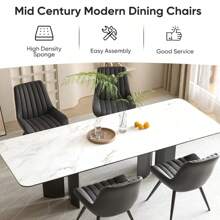 Nalupatio Dining Chairs Set Of 4,Mid Century Modern Kitchen Chairs,Upholstered Fabric Armless Dinning Side Chairs With Back And Metal Legs For Kitchen,Dining Room,Living Room - Black - View 4