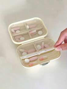 1pc Cream Pill Boxes Portable Dispensers Outdoor Travel Carry-On Sealed Lightproof Medicine Dispensing Organizer A Seven Days A Week For Women Men Travel Essential And Students Back To School Emergency Bag Medical Assistant Camping Medical Pill Case Pill Organizer Pill Container Medicine Box Plastic Containers