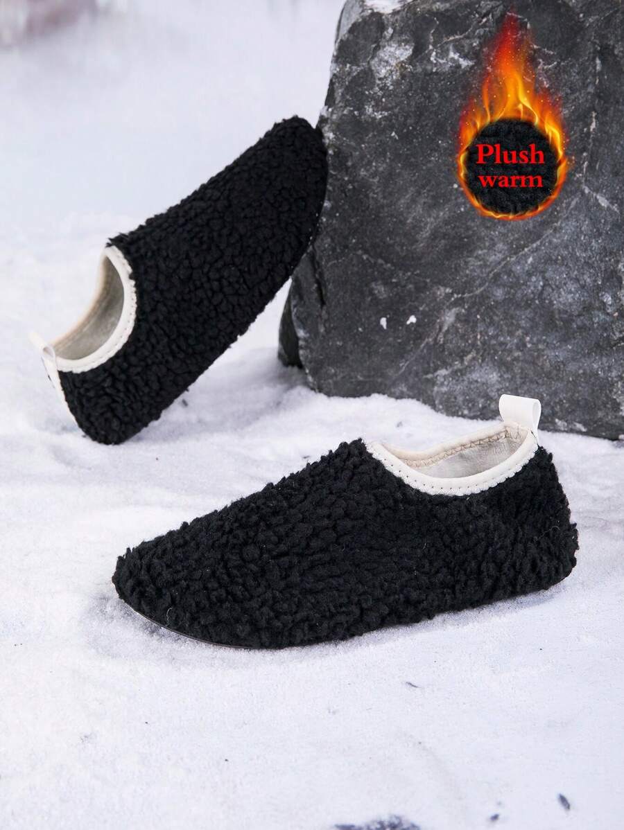 Pantuflas de felpa, pantuflas de maternidad cómodas y cálidas antideslizantes, aptas para el hogar, uso diario y yoga - Negro - Ver 1
