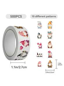500 张/卷 圣诞节小矮人卷贴纸 密封贴纸 信封装饰贴纸 非常适合圣诞节礼物 - 彩色 - 查看 2