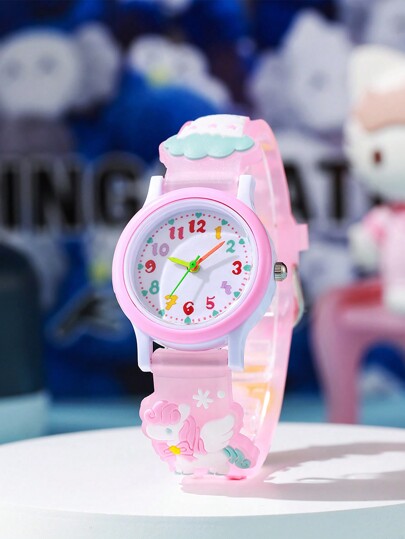 1pc/Set Teen's Quartz Watch With Cute Unicorn Pattern, Pastel Color Scheme, Suitable For Boys And Girls, Great Gift For Birthday, Halloween,