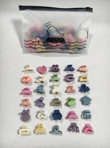 100 件随机混合彩色迷你高马尾爪夹、刘海夹、发夹发夹配件 - 彩色 - 查看 7