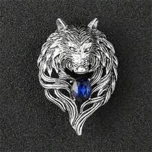 1 peça Broche em forma de ave de rapina feroz (morcego, lobo, águia) em estilo retrô dourado/prateado para terno masculino