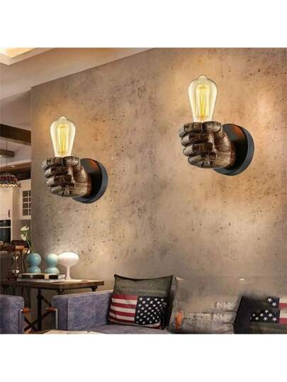 1pc Vintage Industrial Rustic Pipe Wand Lamp, Retro Pulley Sconce Dining Room, Bar, Club view 6