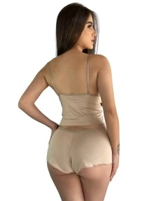 Charme Dela's Baby Doll Microfiber Set Double Microfiber Shorts - Màu be - Xem 2