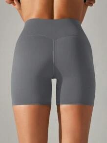 Women's High Waist Seamless Compression Sports Shorts - Màu xám đen - Xem 2