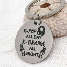 1pc K-POP Music Themed Keychain Gift For Music Lovers Valentine's Day Car Accessories Bag Charm School Letter Cute Goth Y2k Bag Charms Car Teacher Friend Sister Gift Ideas - Silver - View 5