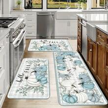 2/3pcs Pumpkin And Plaid Design Kitchen Rugs, Washable And Anti-Slip, For Thanksgiving Home Decor - Multicolor - View 9