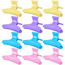 12 piezas de Clips para el cabello de salón en amarillo, rosa, azul y morado, Clips para el cabello con forma de mariposa para peinados, secciones, coloración, aptos para uso profesional en salones - Multicolor - Ver 8