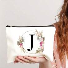 Bolsa de maquiagem com estampa floral e de letras chique de outono - Bolsa de cosméticos de lona reutilizável e moderna com grande capacidade Bolsa de armazenamento de viagem para mulheres Bolsas de grife, bolsa de cosméticos de viagem portátil personalizada com zíper, ideal para bolsa de festa de casamento e presente feminino, bolsa de papelaria escolar, presente de festa Bolsa de maquiagem para itens essenciais de viagem Bolsas de maquiagem Organizador de maquiagem Organizador de maquiagem Armazenamento de maquiagem Bolsa de maquiagem Bolsa de maquiagem - Branco - Ver 19