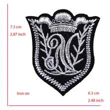 2 件金色银色男士服装肩章，刺绣徽章标签贴片适用于外套、帽子、包包、服装配饰 DIY 熨烫 - 2pcs - 查看 15