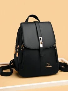 女士背包 2023 新款韩版简约时尚通勤包，大容量可选单肩包或休闲包，学校背包，大容量，笔记本电脑隔层，便携，轻便，适合少女女大学生，非常适合办公室、大学、小学、初中、高中、工作、商务、通勤、体育场、运动 - 黑色 - 查看 3