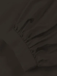 Fashion Women's Casual Solid Color Lantern Sleeve Round Neck Waist Modest Long Sleeve Dress - Black - View 4