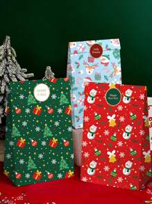 12个圣诞礼品袋，圣诞礼物包装袋，圣诞老人瓶嘴纸袋，烘焙食品包装袋，圣诞平安夜苹果包装袋，圣诞装饰品，圣诞礼物装饰包装袋，适用于节日派对纪念品装饰包装袋圣诞节圣诞装饰圣诞睡衣圣诞礼物圣诞装饰 - 彩色 - 查看 6