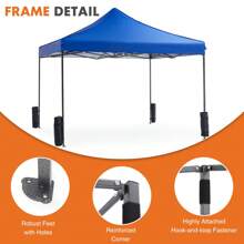 Sweetcrispy 10 X 10ft Pop Up Canopy Tent Easy Setup Outdoor Shade Instant Portable Sun Shelter Canopy Tent With Sand Bags For Parties Camping Beach - Blue - View 6