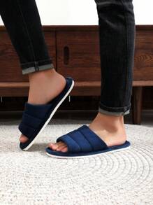 Fall/Winter Open Toe Slippers For Men, New Arrivals, 4 Seasons Indoor Household Non-Slip Floor Wear, Spring Autumn House Slippers - Navy Blue - View 5