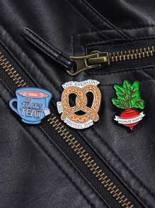 3 piezas Alfileres de esmalte con citas "Eso es té, vive cada día como el Día del Pretzel", broches, insignia para bolsa y solapa, regalo para amigos - Multicolor - Ver 6