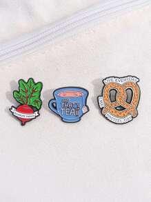3 piezas Alfileres de esmalte con citas "Eso es té, vive cada día como el Día del Pretzel", broches, insignia para bolsa y solapa, regalo para amigos - Multicolor - Ver 7