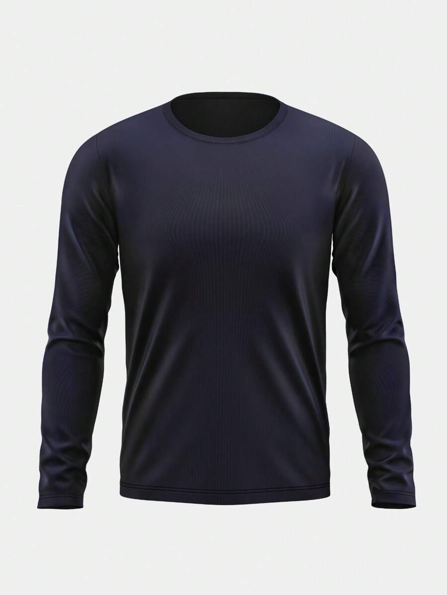 Men's Long Sleeve T-Shirt Second Skin Cold Mesh PV - Màu xanh hải quân - Xem 1