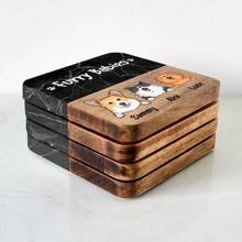 Personaje personalizado - Bebés peludos - Posavasos de mármol y madera personalizados como regalo para papá de mascota, mamá de mascota, amantes de gatos y perros
