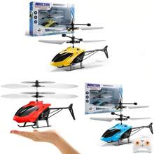 1 pieza Helicóptero de control remoto para niños, juguete volador de plástico con sensor de gestos, Helicóptero Drone De Control Remoto Recargable Con Led - Azul - Ver 2