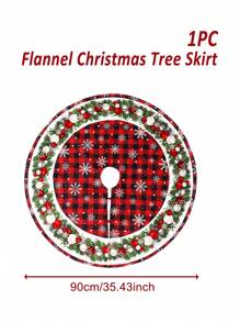 1 pieza Falda para árbol de Navidad de 90/120cm, de franela con estampado a cuadros rojo y negro, con diseño de roten y renos en la nieve, alfombra decorativa para la base del árbol de Navidad, decoración del hogar, la habitación y fiestas navideñas, adorno de Navidad, regalo decorativo para la Navidad 2024 y el Año Nuevo 2025