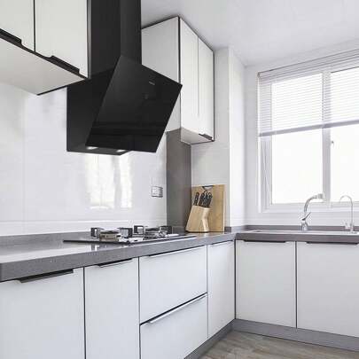 SNDOAS SNDOAS Dunstabzugshaube, 700 m³/h Starker Saugleistung, 9 Leistungsstufen, Dunstabzugshaube 60cm Umluft oder Abluftbetrieb, LED-Anzeige Touchscreen, Verzögerungs-Ausschaltfunktion, Schwarz [Energieklasse A+]