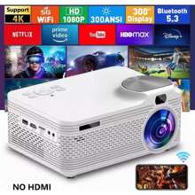 Proyector Wifi Portatil Android Led 4k Full Hd 1080p 300ansi,Proyector inalámbrico Wi-Fi, proyector portátil con Full HD 1080P, proyector de películas compatible con iOS/teléfono Android/tableta/portátil/PC/unidad USB/DVD para exteriores, hogar, reuniones - Blanco - Ver 6