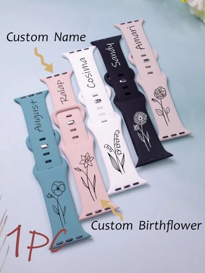 1pc Custom Name Bands Personalized Bands Compatible With Watch 38/40/42/44/45/49mm Name Laser Print Logo Gift Soft Silicone Replacement Wrist Strap-1, Personalized Bands Compatible With Apple Watch Silicone Strap 38 40 41 42 44 45 For Anniversaries, For Birthdays, For Daily Wear, For Prom, For Weddings, Customized Watchbands, Easy Comfort, Black, Vintage, Simple, Unisex, Casual, Cuties, Ideal Gifts For Her, Her, Boyfriend, Girlfriend, Dad, Mom, Family, Friends, For Anniversaries, For Birthdays, For Prom, For Party