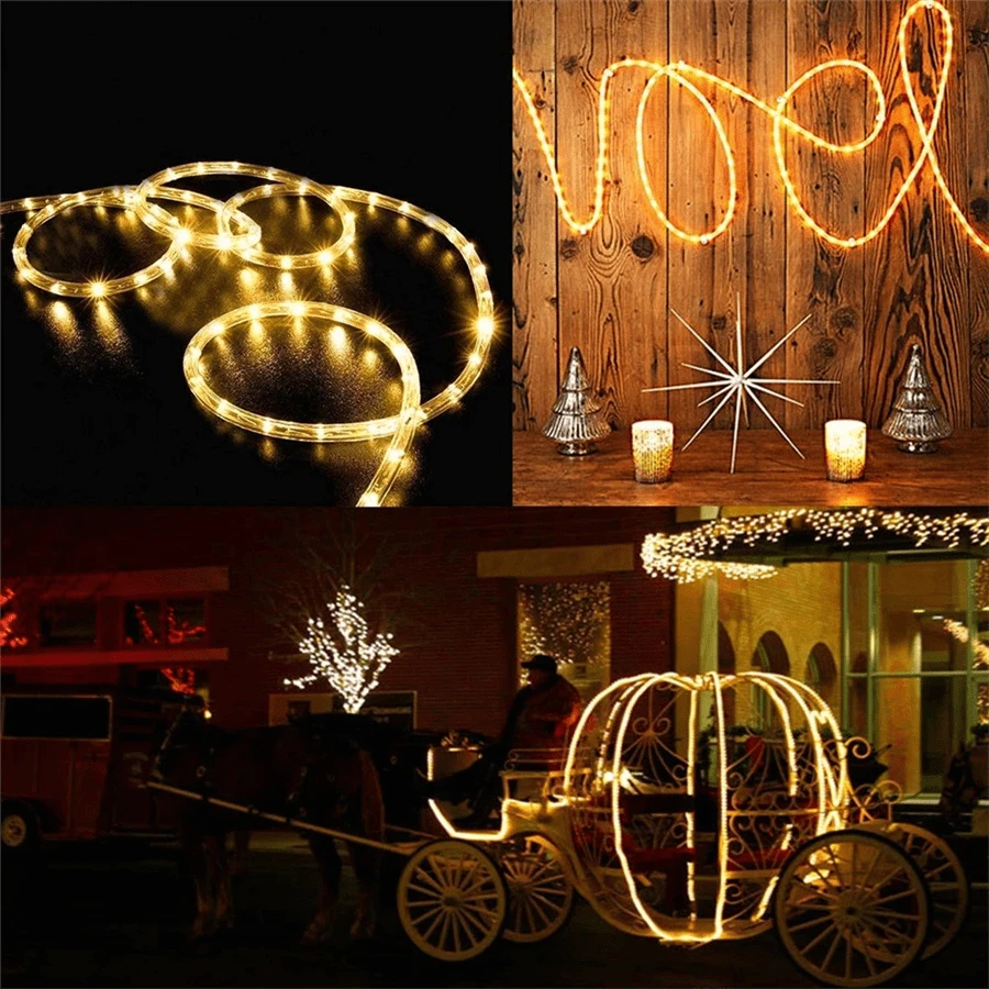 1pc 5m/10m Solar Tube Copper Wire Light, Outdoor Christmas Decoration