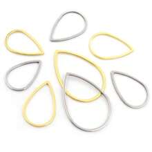 20pcs 304 Stainless Steel Gold Plated Charms Pendant Drop Shape Closed Frame Rings For DIY Earring Jewelry Makings Findings Accessories