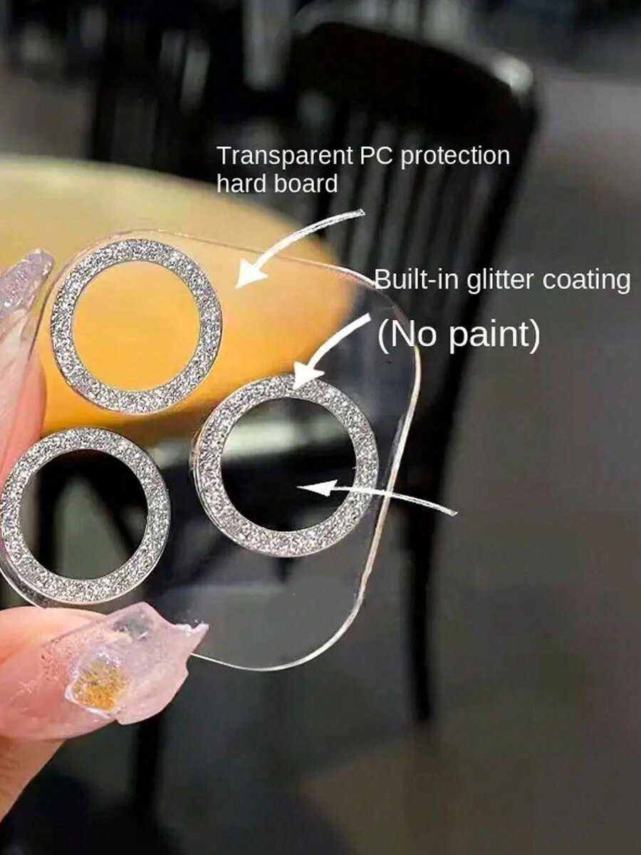 1pc Glitter Tempered Glass Camera Lens Protective Film Compatible With
