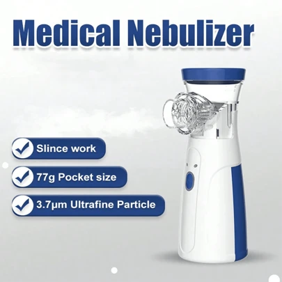 1 Portable Mesh Nebulizer - Quiet Handheld Electric Nebulizer, Suitable For Home Or Travel, Adult Handheld Nebulizer, Comes With 2 Sizes Of Masks, Mini Nebulizer (Batteries Not Included)