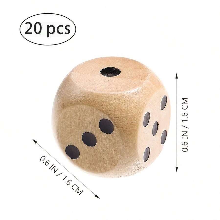 20 Pieces 16 Mm Wooden Dice 6Sided Digital Dice Teaching Board Game