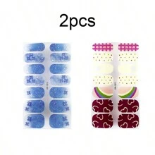 1/2Pcs Nail Polish Stickers Strips Fall Winter Glitter Shining Full Nail Wraps Life Proof Design Nail Strips Self-Adhesive Nail Art Sticker - Multicolor - View 7