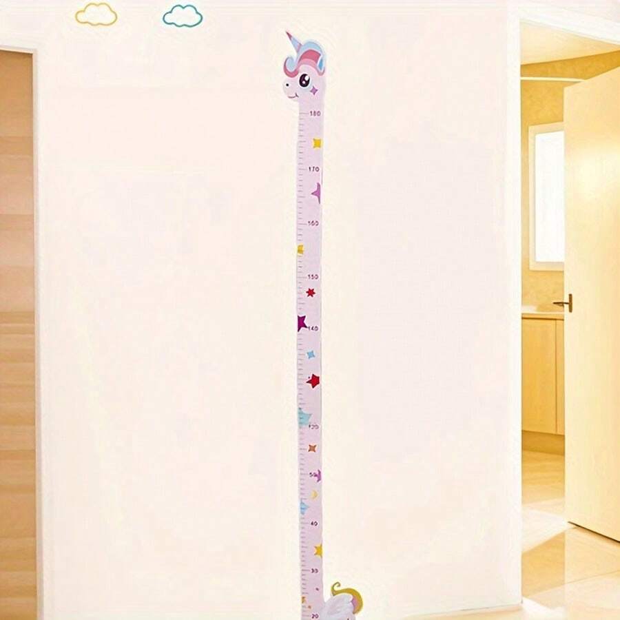 Adhesivos de pared de medida de altura con dibujos animados, vinilos de regla de medición de altura sin daños para la pared - unicornio - Ver 1