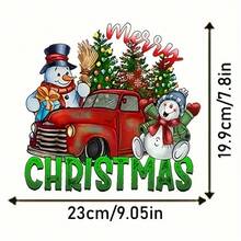 圣诞主题热转印贴纸 - 用于 DIY T 恤、口罩、牛仔裤和背包的乙烯基贴片 - 咖啡杯、雪人、汽车和树木设计 - 彩色 - 查看 2