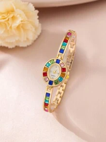 1 Set Women's Watch, Rhinestone Beaded Necklace And Bracelet Jewelry Set, As Well As 2nd Hand Women's Luxury Fashion Elegant Watch And Bracelet, Suitable For Daily Wear, Parties And Other Occasions - Gold - View 4