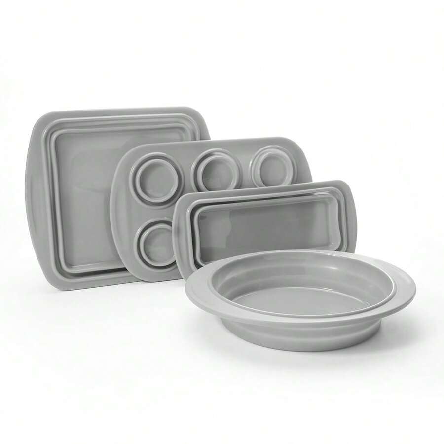 Ronco Cooks Companion 4-Piece Collapsible Silicone Bakeware Set - 灰色 - 查看 1
