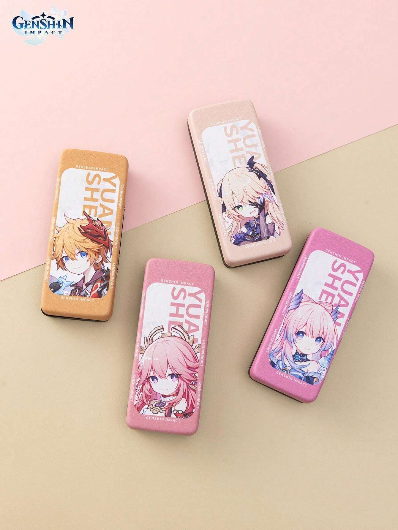 GENSHIN IMPACT 1pc Cute Cartoon Game Character Square Glasses Case