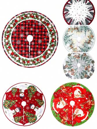 1pc Christmas Tree Skirt Decoration, Red Black Buffalo Plaid Christmas Flower Rattan Ball Christmas Tree Skirt Decoration, Merry Christmas Tree Base Mat, Christmas Ornament,Christmas Party Decor, Christmas Tree Decoration Supplies,Holly Ornament Baubles Winter Holiday Tree Mat Decoration, 2025 Xmas Gifts 2026 New Year Decorative Gift, Room Decor, Home Decor, Offices Decor, Christmas Photography Props Christmas Decorations Christmas Decorations Home Christmas Gifts Christmas Decor