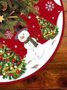 1Pc Christmas Tree Skirt, Christmas Tree Snowman Snowflake Pattern Christmas Tree Mat, Christmas Decoration, Party Supplies Xmas Decor, Christmas Tree Decoration, Home Decor, Christmas Decor, Christmas Gift
