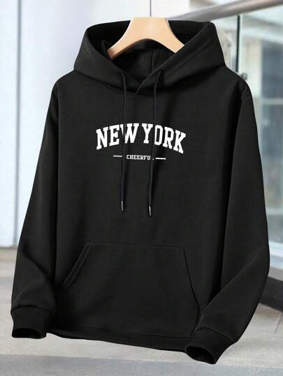 Men's Lightweight Regular Fit Long Sleeve Hoodie With Pocket, Personalized Graphic Letter Print, Fashionable Casual Sportswear Outerwear, Suitable As Gift For Husband Or Boyfriend, Applicable For Street, Commute, Outdoor, For Fall