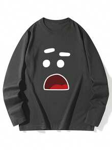 全新秋冬圆领酷炫图案印花休闲可爱女孩 T 恤上衣