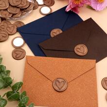 CYFUN DESIGN 25Pcs/30Pcs/50Pcs Heart/Flower Branch Pattern Wax Seal Stickers, Envelope Seal Stickers, Envelope Seal Self-Adhesive Gold Stickers For Wedding Party Birthday Gift Back To School