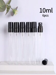 1PC/6pcs 3ml/5ml/10ml迷你透明玻璃可再填充雾化器喷雾旅行香水瓶保湿空瓶适用于派对便携式化妆工具（亮面黑色） - 黑色 - 查看 7
